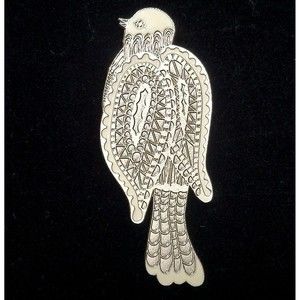 VTG Neiman Marcus Parrot Bird Silver White Enamel Scarf Clip Barrette Brooch EUC